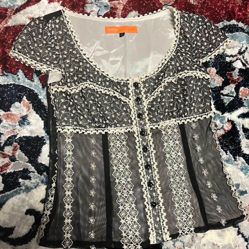 SOLD! Cynthia Steffe Cream Lace Detail Top